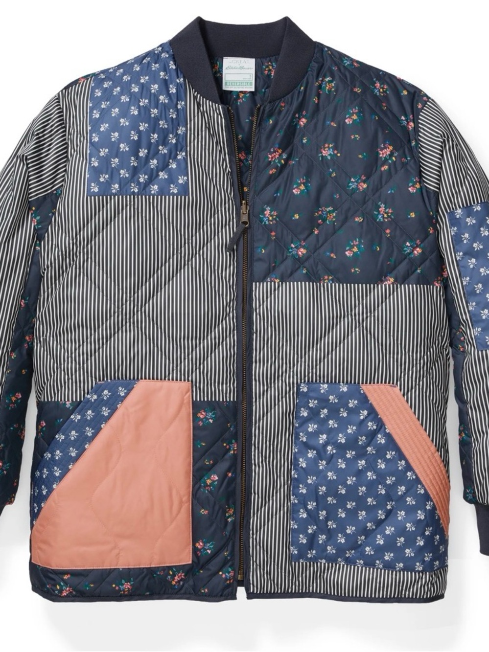 The Great x Eddie Bauer Reversible Down Bomber Jacket Size Large - Picture 2 of 12
